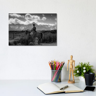Cowboy on Cattle Drive Gather Angus/Hereford Cross Cows and Calves, San Juan Mountains, Colorado 1 Piece Wrapped Canvas Wall Art
