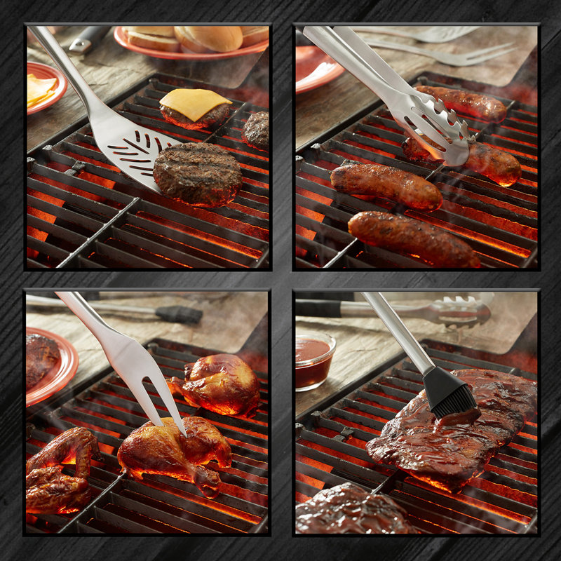 Professional Stainless Steel BBQ Tool Set with Rubberized Handles