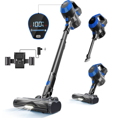 MOOSOO Anti-Tangle Cordless Stick Vacuum Cleaner with LED Display, 30mins Running Time