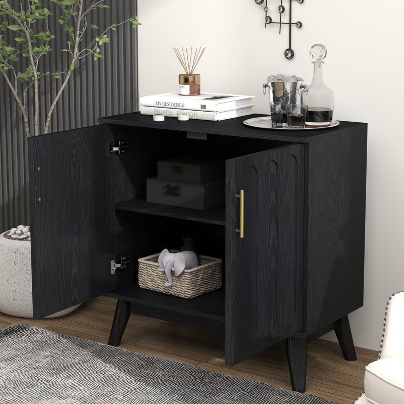 Buffet Mid-Century, Noir, H 31,5 po x l 31,5 po x P 15,8 po