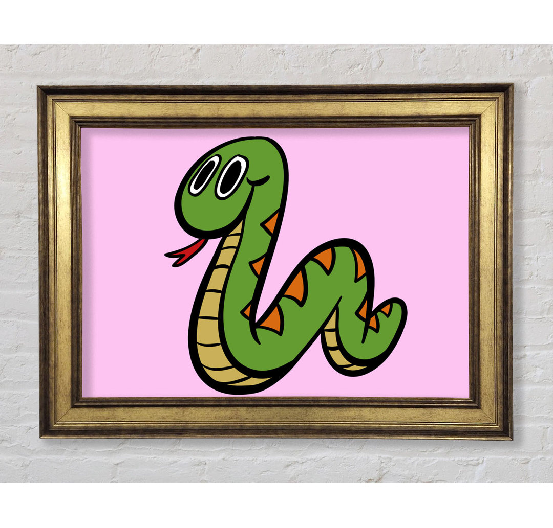 Cartoon Snake Pink - Einzelner Bilderrahmen Kunstdrucke