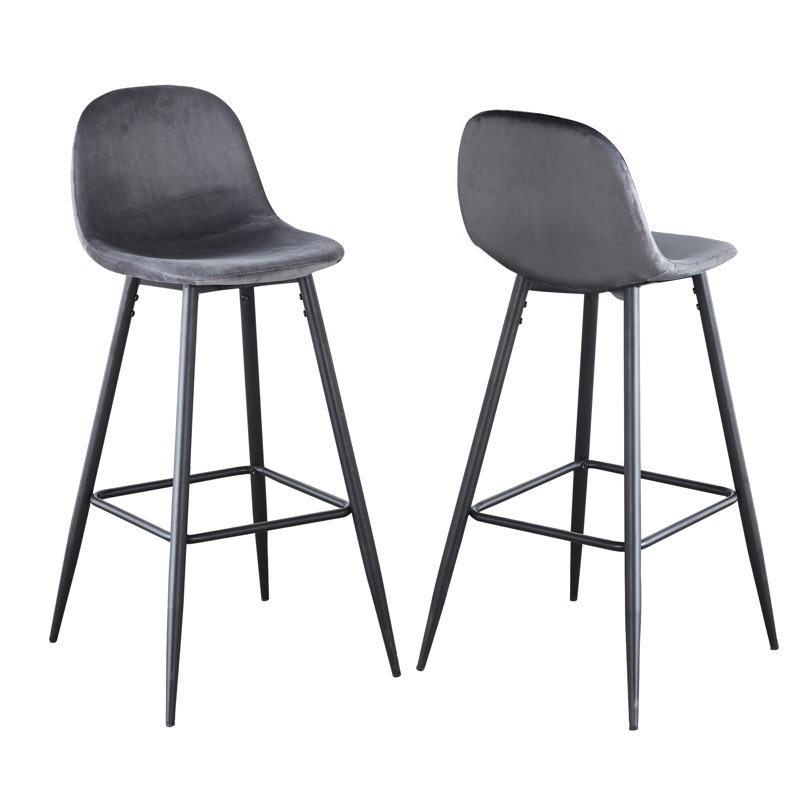 Velvet Bar & Counter Stool, Gray