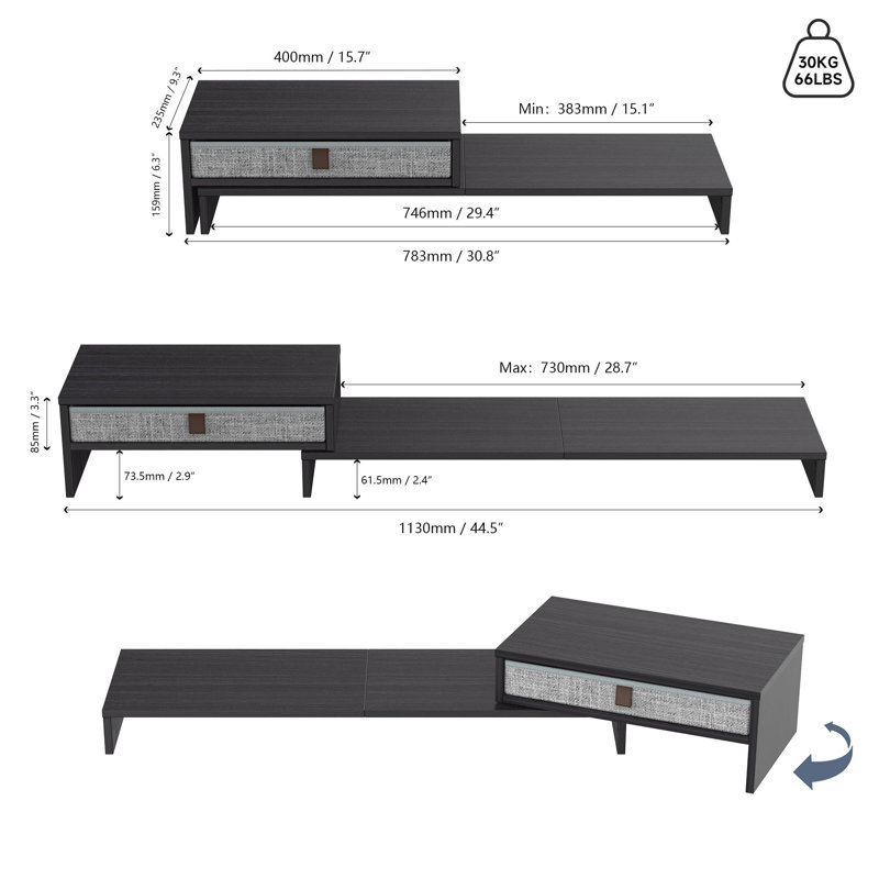 Rennis Engineered Wood Monitor Stand, Black