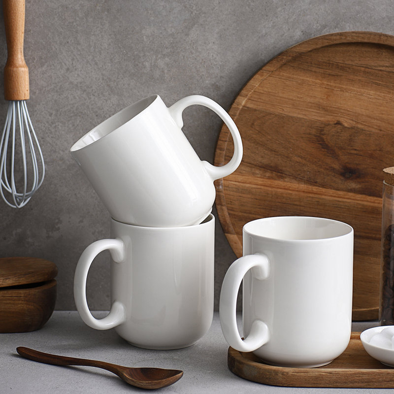 20oz. White Ceramic Straight-Sided Coffee Mugs (Set of 6), 6