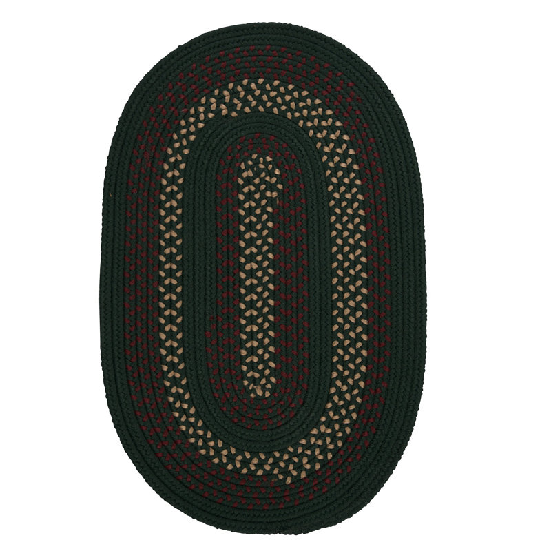 Tapis réversible intérieur / extérieur Omaha - vert forêt, Ovale 5 pi x 8 pi