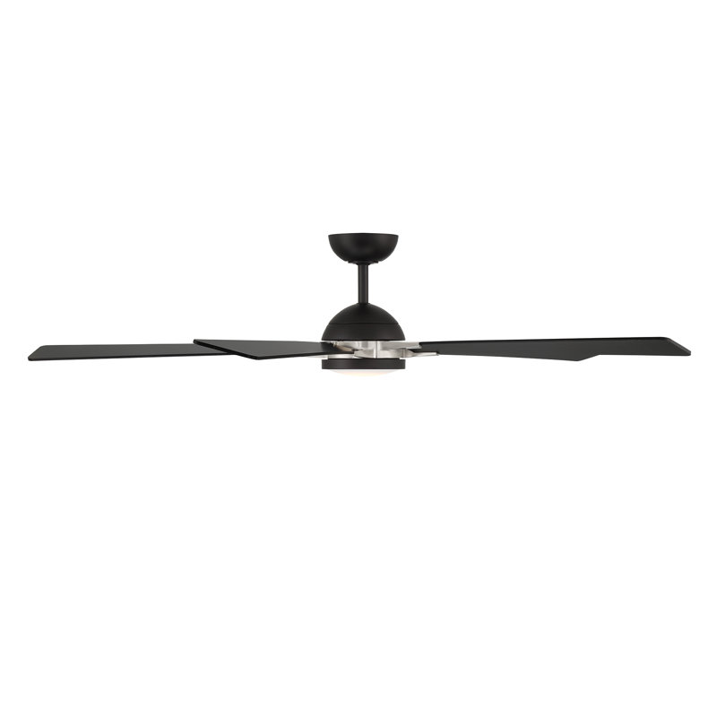 Rotary Smart LED Downrod Ceiling Fan, Silver