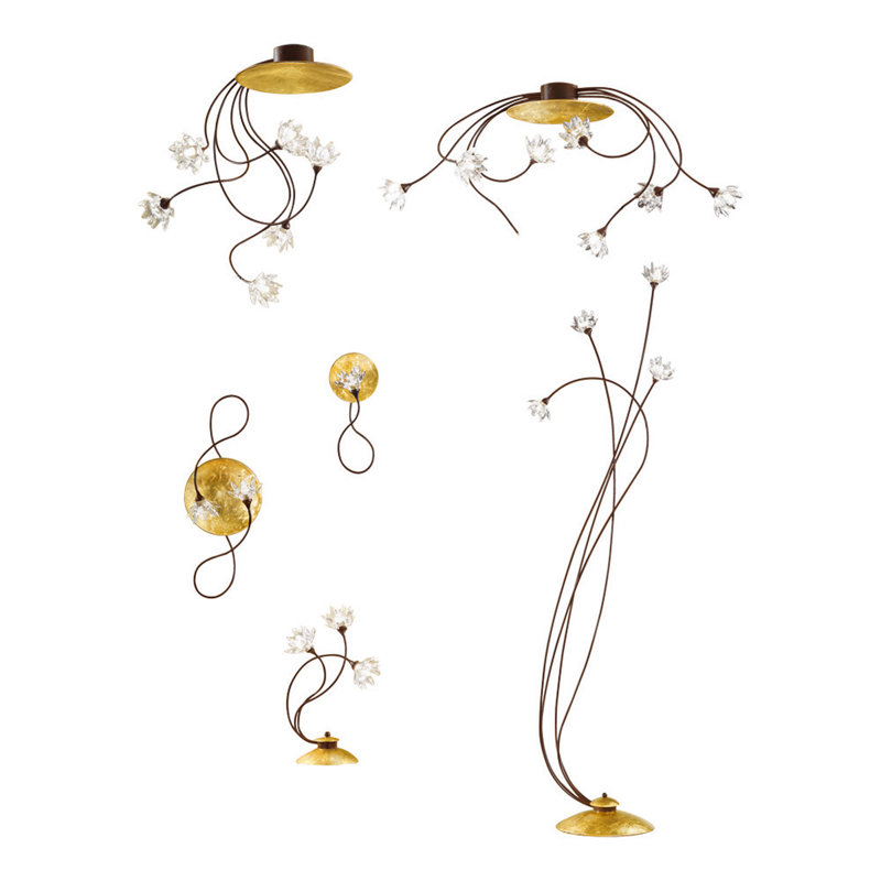 Armed Sconce, Gold, Clear