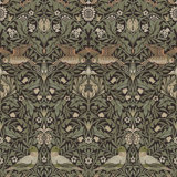 Bird Brown Floral Thicket Wallpaper