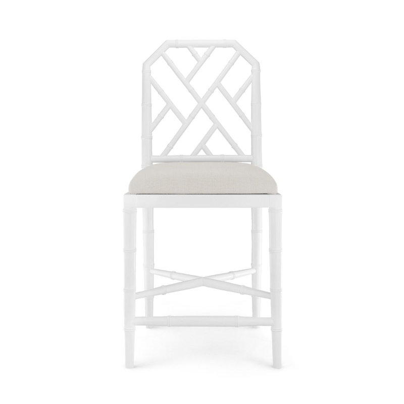 Jardin Upholstered Stool with Solid Wood Frame, White