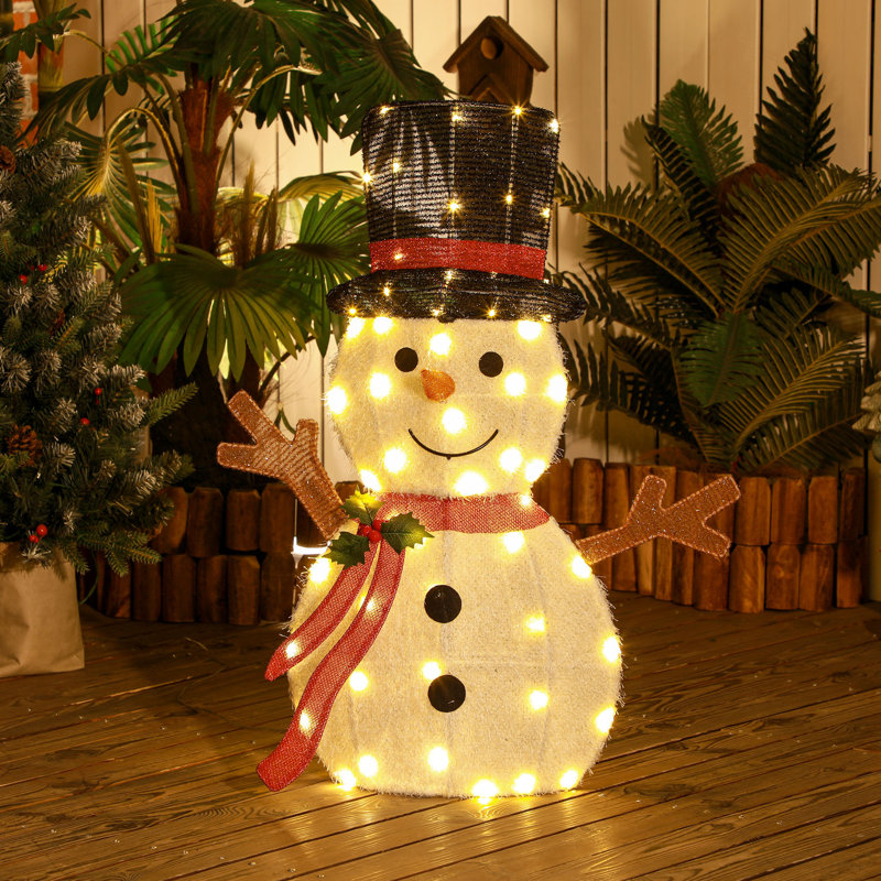 Décoration de Noël illuminée bonhomme de neige avec 56 lumières DEL blanches