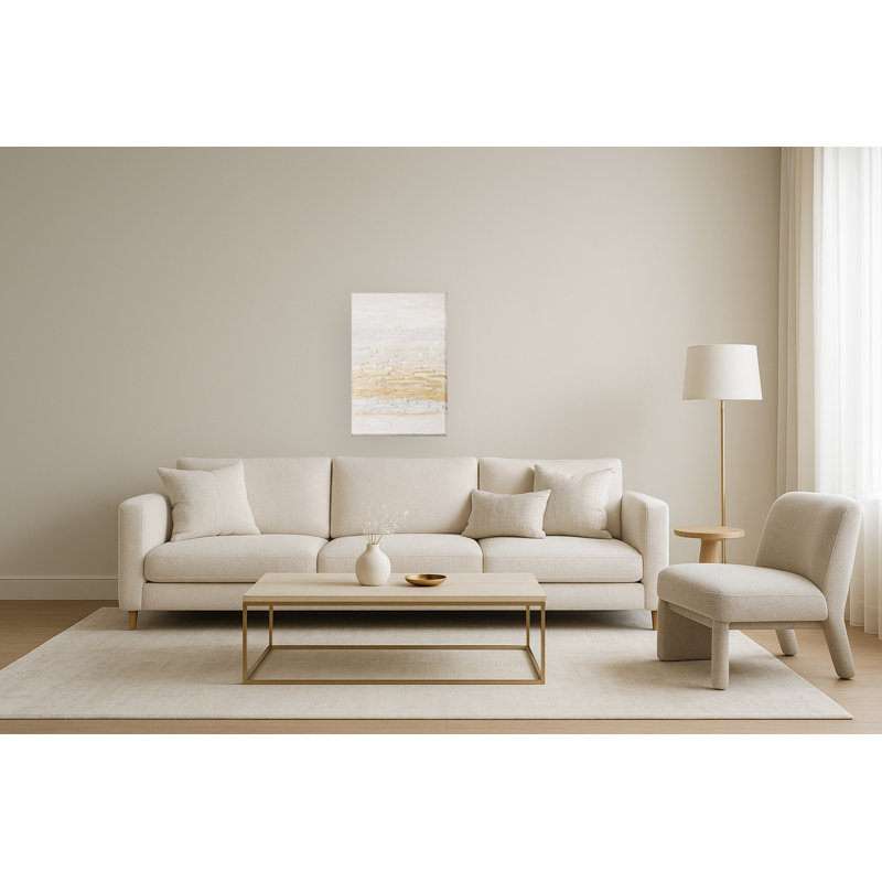 Art mural rayonnant texturé doré et crème - 32 po x 47 po