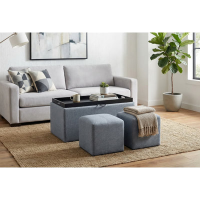 Dolly 88cm Wide Rectangle Solid Colour Ottoman with Storage