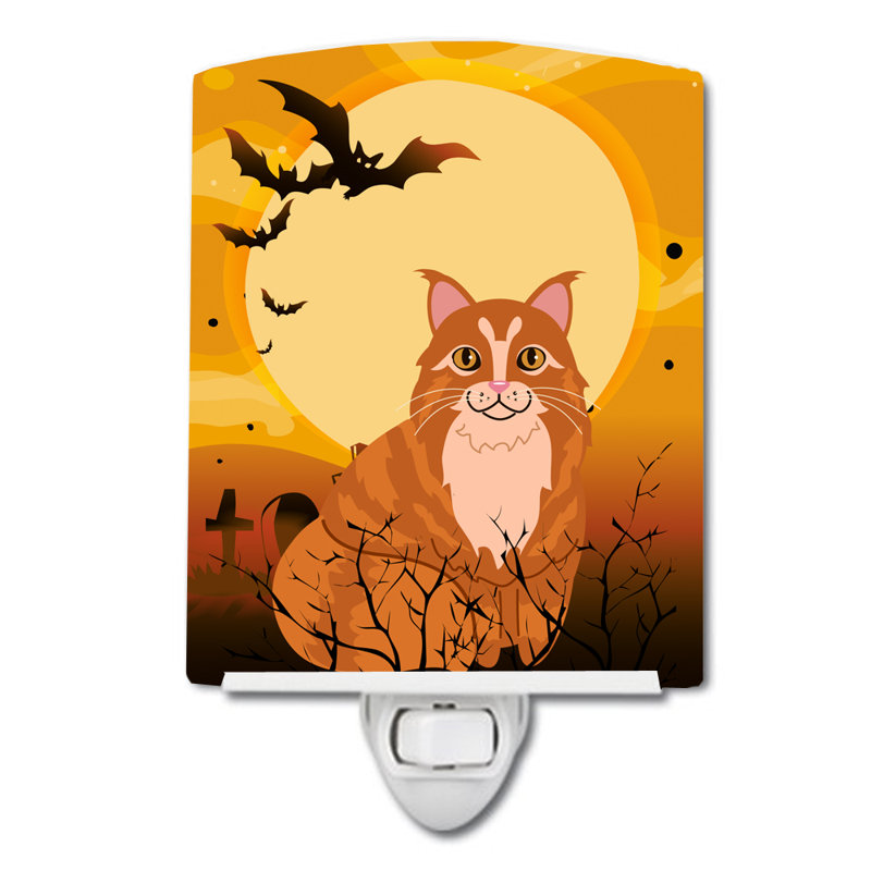 Éclairage de nuit en céramique pour le maine coon Halloween
