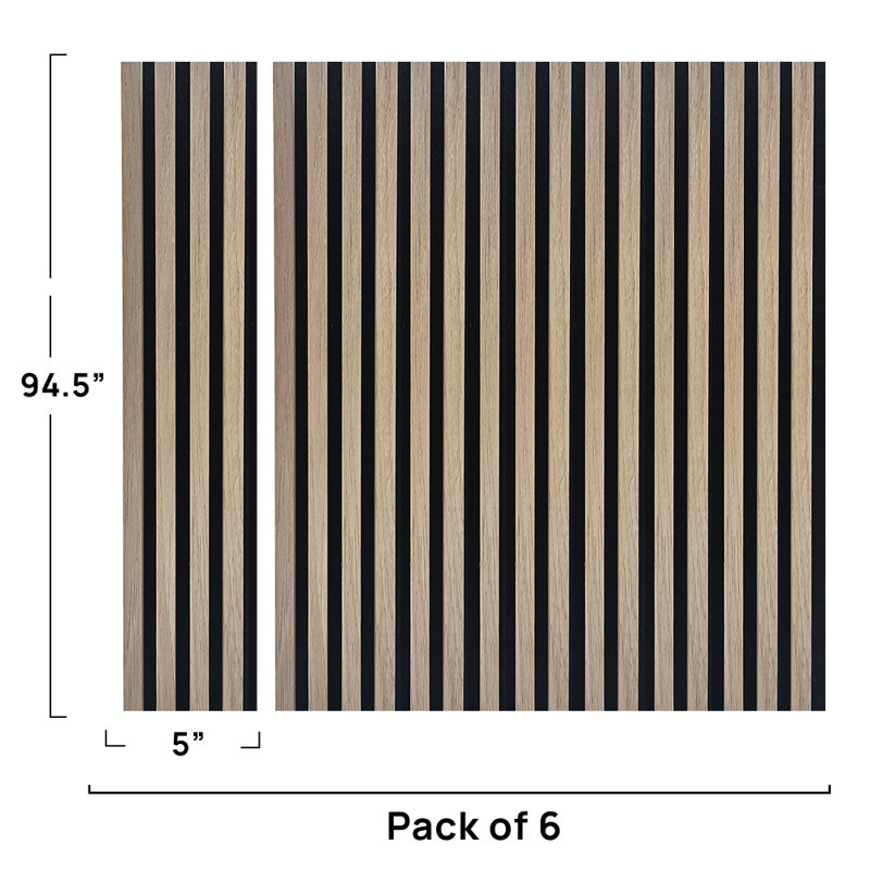 Panneaux de bois acoustique pour mur | 94,5 po x 5 po chacune | Panneaux insonorisés, Frêne argenté