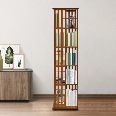 5-Tier Rotatable Bookshelf Floor Standing Book Storage Display Rack