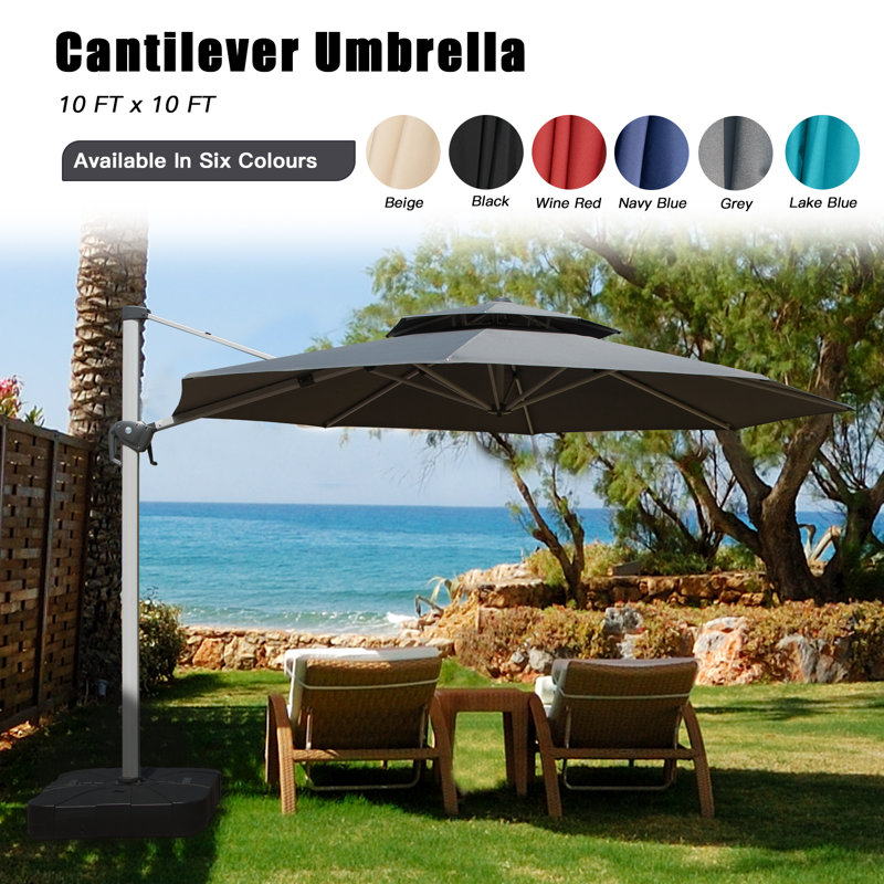 Parasol en porte-à-faux 101,38 po Shontavius, Bleu lac