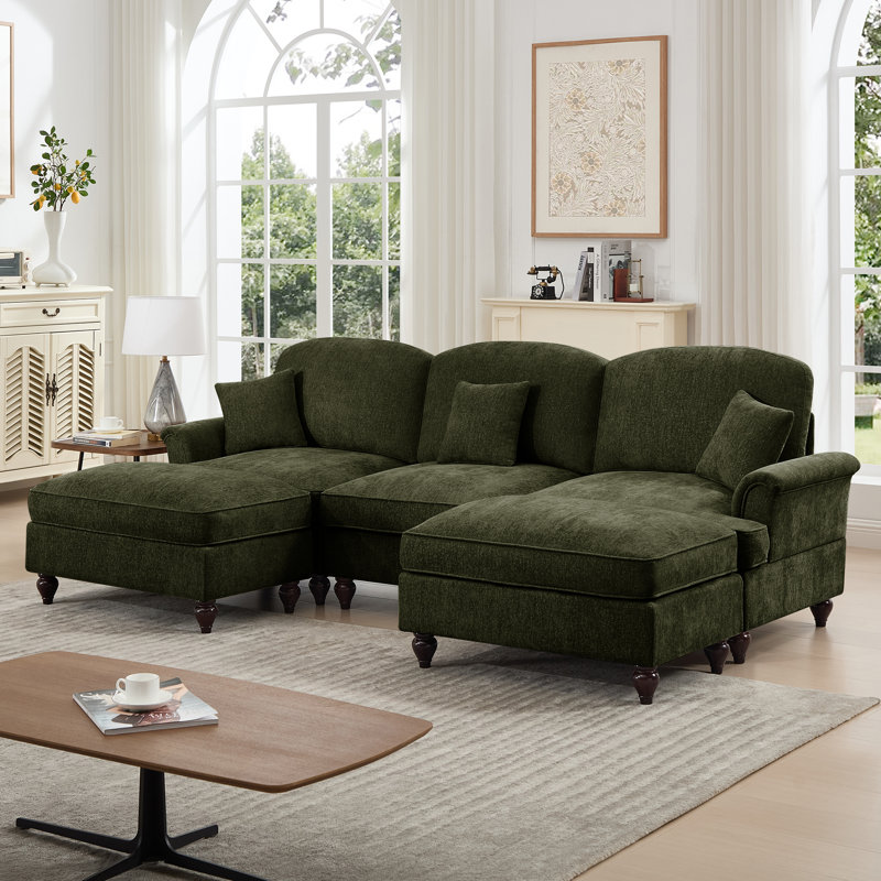Canapé modulaire en chenille confortable en U polyvalent pour un salon
