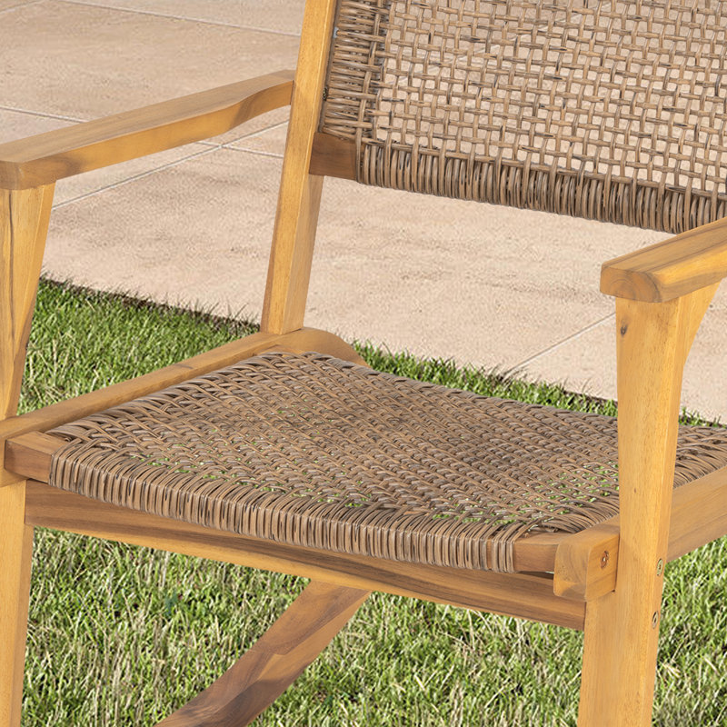 Chaise berçante d'extérieur 2 pièces en osier, Naturel