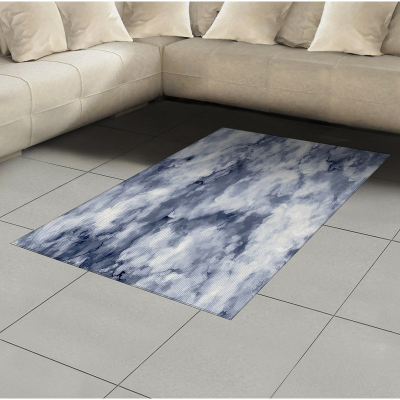 Marble Print High Density Long Fiber Poly Threads Decorative Area Rug Carpet, Rectangle 2'7" x 5'