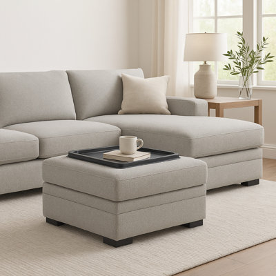 Repose-pieds Viney avec rangement pour 4 porte-gobelets, polyester gris ciment 37 po