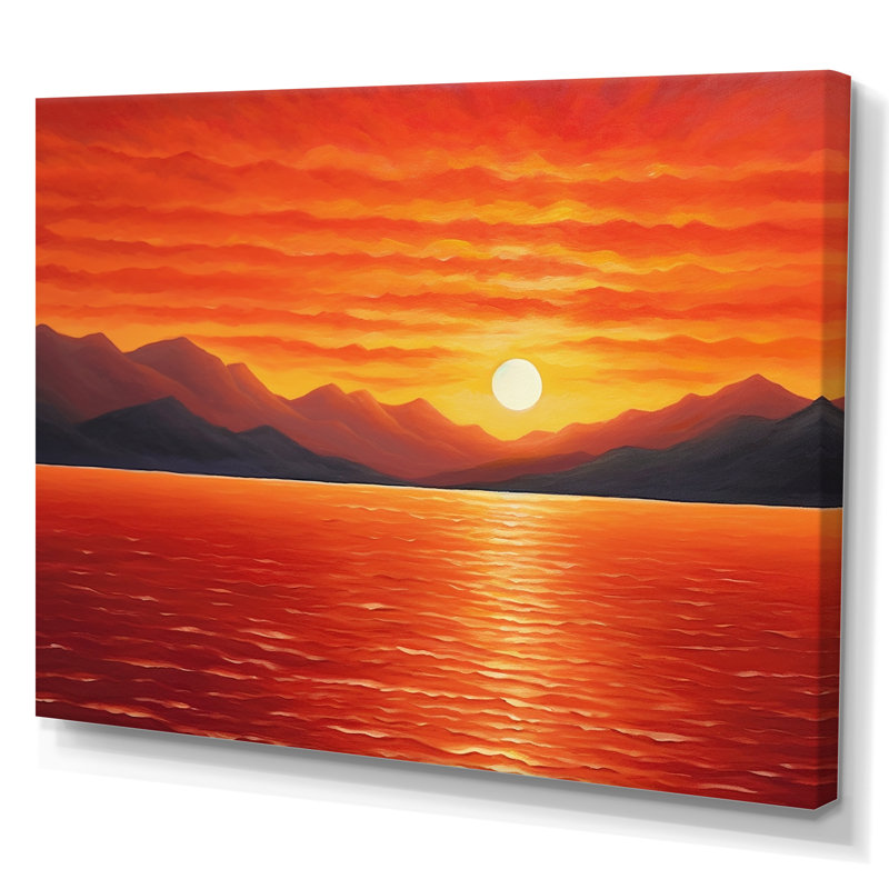 Orange jaune doré, coucher de soleil II - lever de soleil, impression d'art mural, H 16 po x l 32 po x P 1 po, Toile tendue