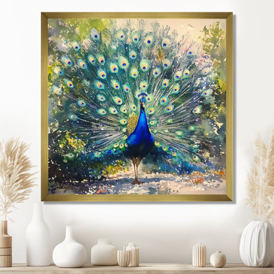 Hammack Peacock In Full Display III - bird Canvas Wall Art