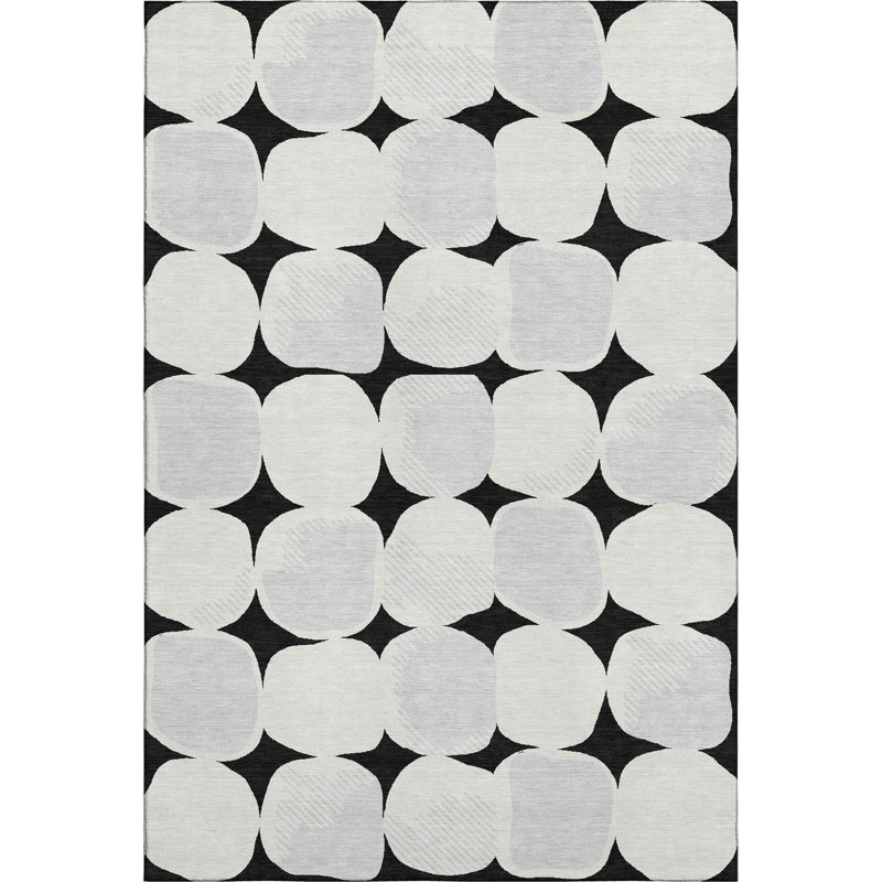 Tapis noir Prisco lavable à la machine de qualité supérieure, Rectangulaire 8 pi x 10 pi