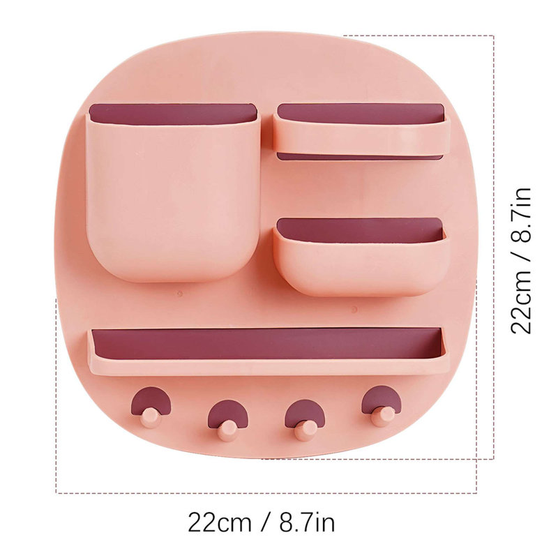 Floating Shelves for Bedside Shelf Accessories Organizer - Wall Mount Self Stick On, Pink
