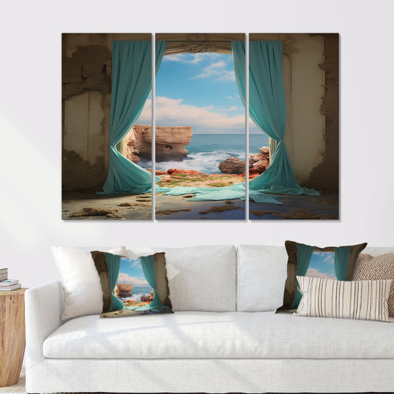 Rushford - ensemble de reproductions d'art mural plage et océan, Toile tendue, H 32 po x l 48 po x P 1 po