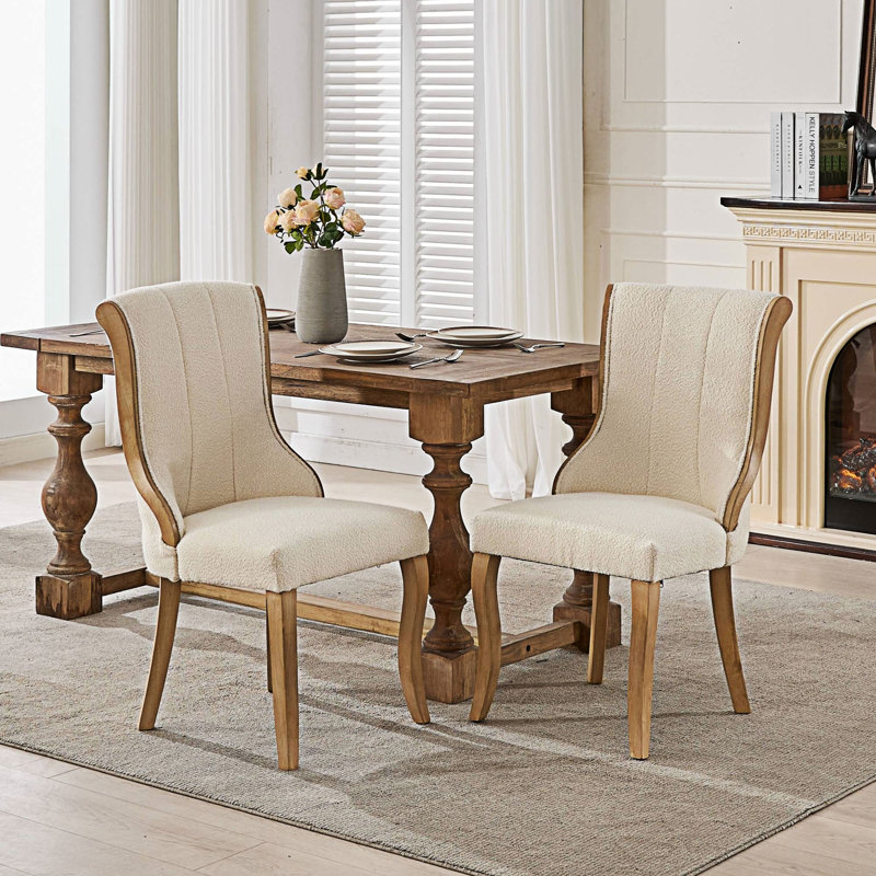 Ensemble de 2 chaises de salle à manger rembourrées, Beige