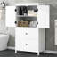 Armoire de rangement pour salle de bain, armoire avec deux portes et tiroirs, tablette réglable, panneau de fibres à densité moyenne, blanc-838145285