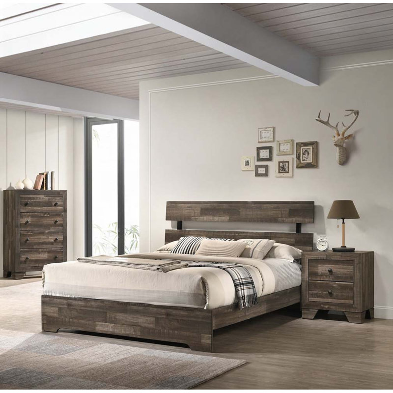 Low-profile Platform Bed, Rustic Brown, Queen