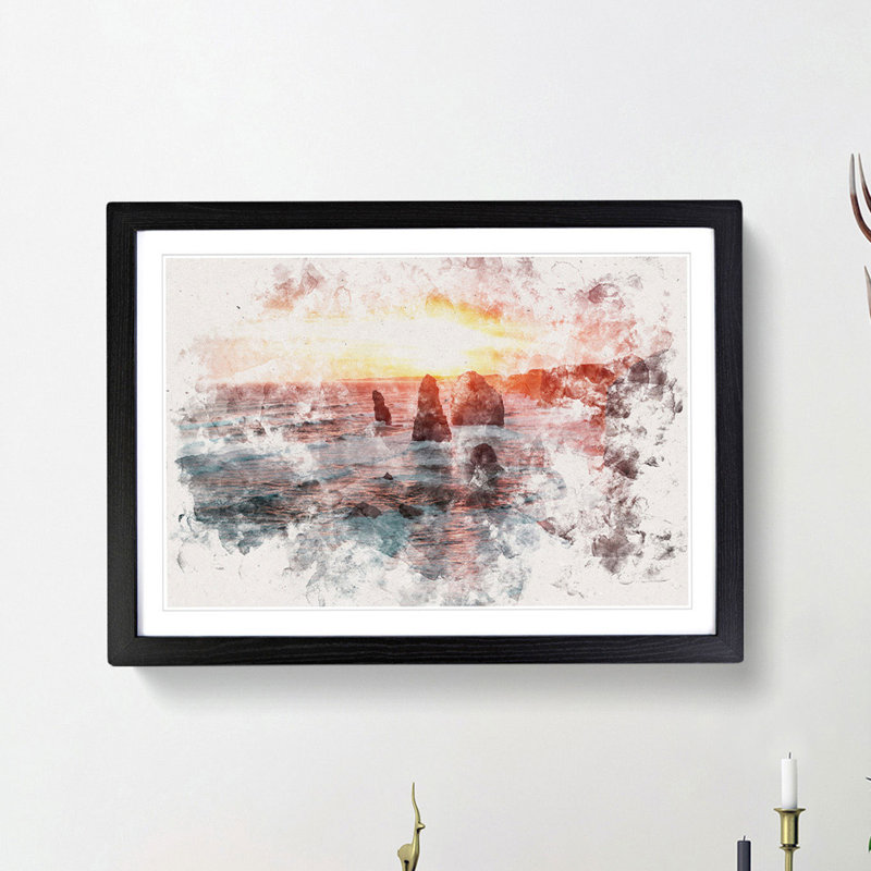 Twelve Apostles in Victoria Australia - Picture Frame Painting Print, Black Framed, 45cm H x 63cm W x 2cm D
