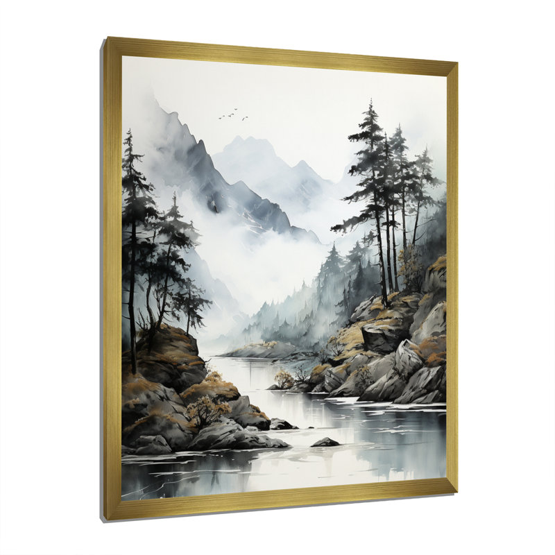 Herzl Alaska Misty Fjords I - impression, H 20 po x l 12 po x P 1 po, Cadre doré simple