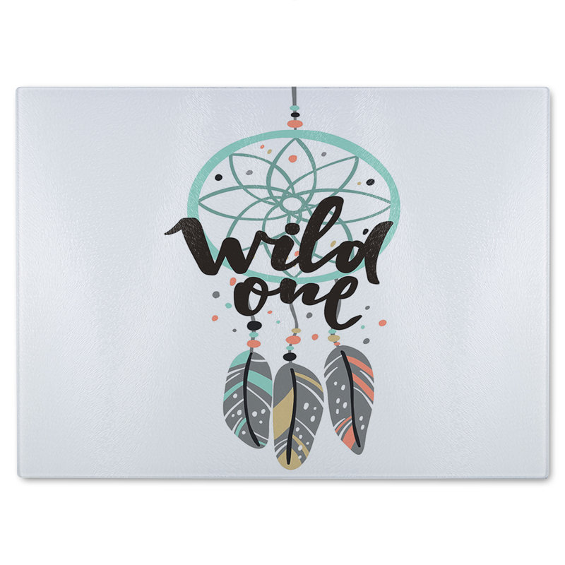 Cute Print In Boho Style Glass Chopping Board, 40cm L x 28cm W