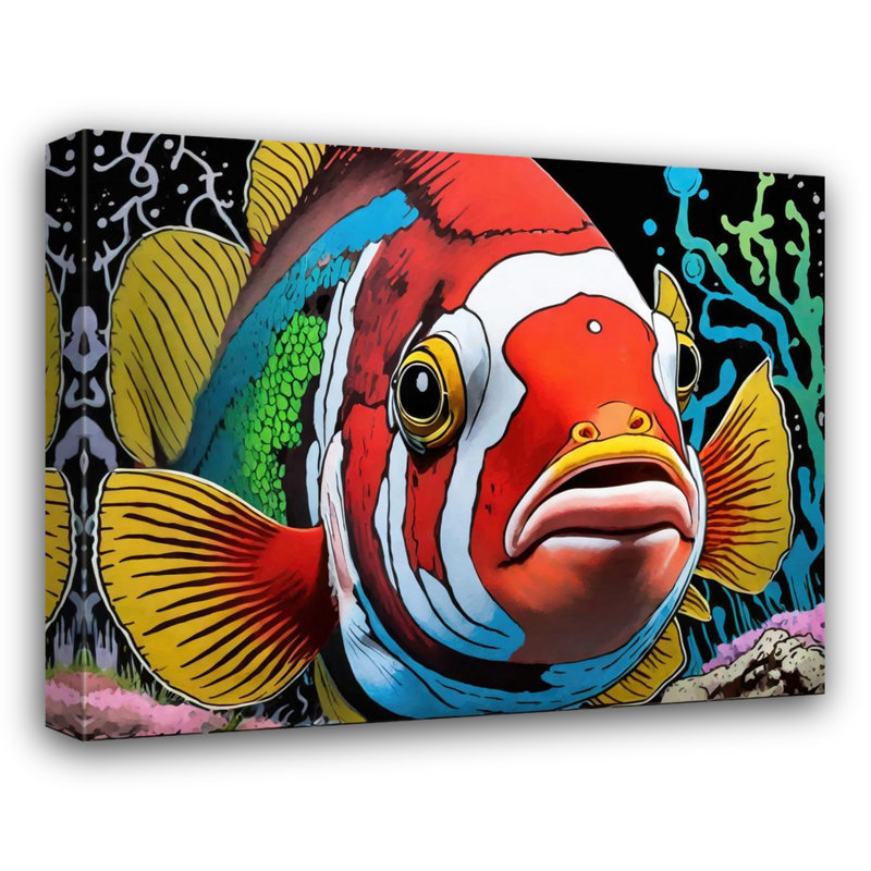 «Clownfish Graffitianimals» sur toile, H 15 po x l 18 po