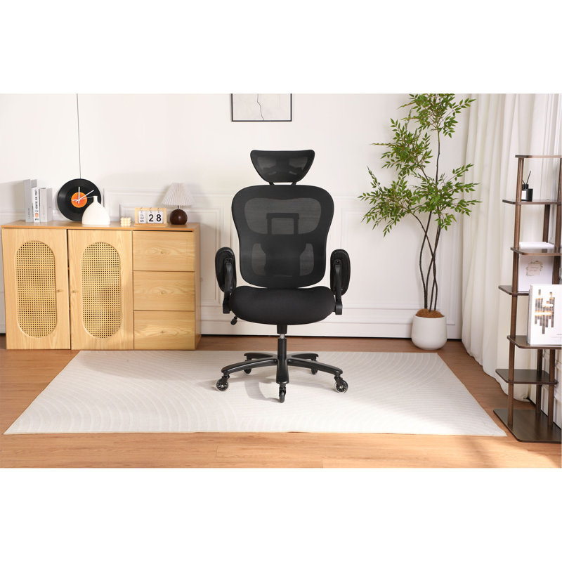 Chaise de bureau 500LBS grande et haute en filet respirant, chaise de jeu avec hauteur de dossier réglable et angle d'appui-tête et support lombaire adaptatif, chaise de bureau d'ordinateur de direction avec accoudoirs relevables en 2 dimensions.