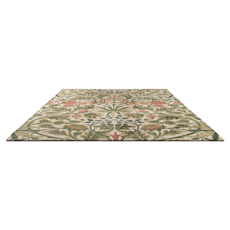 Floral Area Rug in Twining Vine Green, Rectangle 4'7" x 6'7"