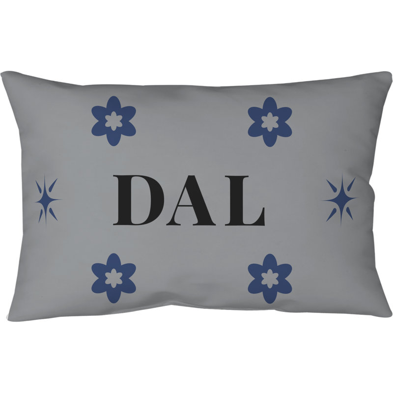 Oreiller en polyester croisé 20 pouces x 14 pouces Dallas, Gris / bleu foncé / noir