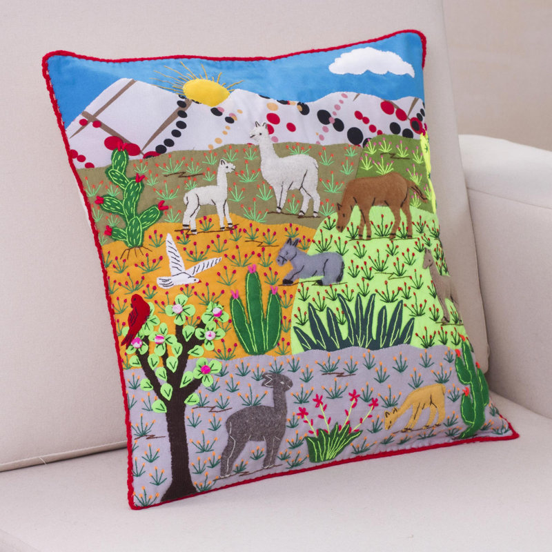 Andean Patchwork Cotton Blend Pillow Cover