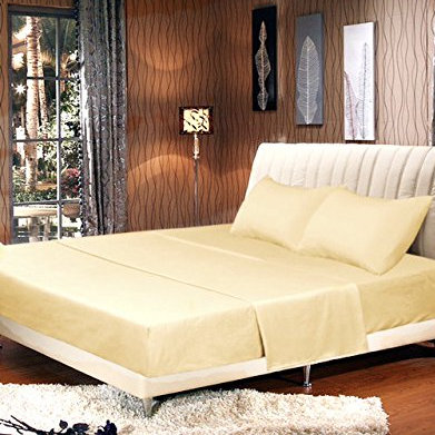 Polyester Machine Woven Sheet Set, King Sheet Set + Fitted Sheet + 2 Pillowcases, Sunny Yellow