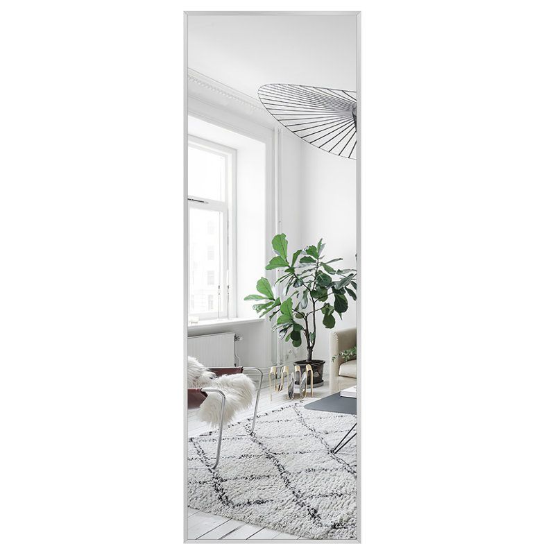 Talma Wood Flat Mirror, Light Gray, 59" H x 19" W
