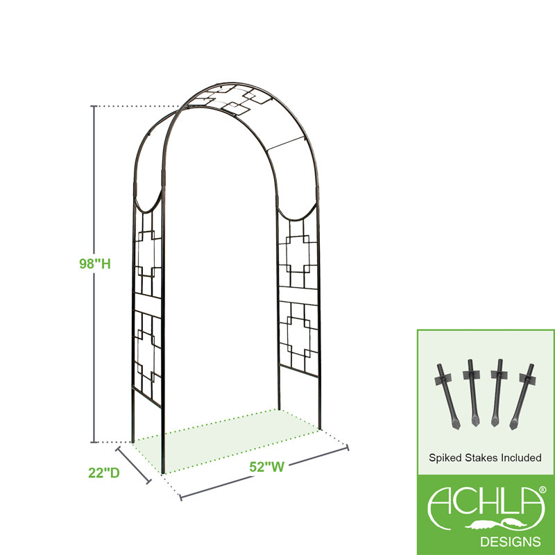 Elegant Graphite Iron Garden Arbor - 22"x98"x52"