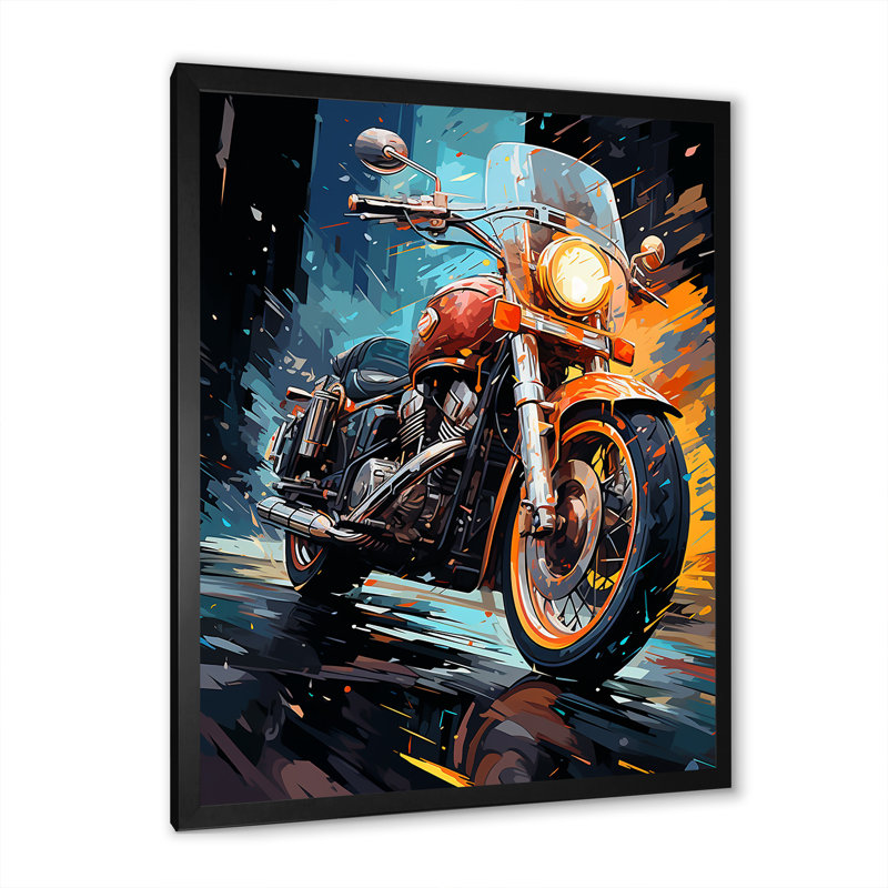 Classic Lavish Motor Bike I, Cadre simple noir, H 44 po x l 34 po x P 1,5 po