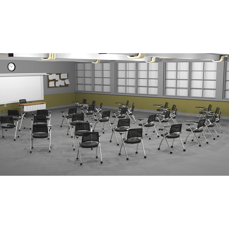 Novelty 33 Person Flip Top 22'' L Modular Training Table and Chair Set with Casters and Modesty Panel