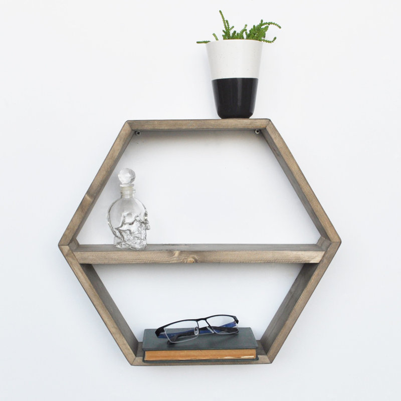 Handmade Wall Shelf, Walnut Color, 16.5 x 14.6 x 3.5 inches | 100% Spruce Wood, Assembled & Wall-Mountable | Modern Scandinavian Design, Perfect for Home Decor & Storage Solutions