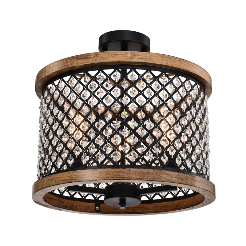 Crystal LED Semi Flush Mount, Matte Black
