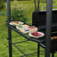 Dark Grey Steel BBQ Gazebo, Double-Layer Polycarbonate Curved Roof with Side Shelves & Utensil Rails, 2.4m×1.5m Outdoor Cooking Shelter