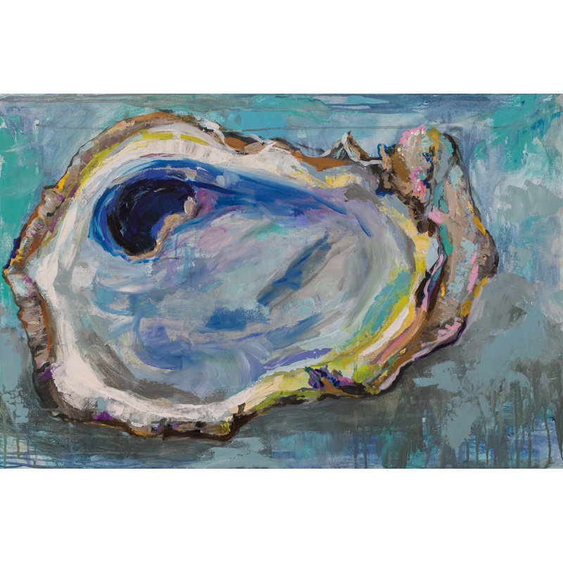 «Oyster Two» par Jeanette Vertentes, reproduction d'art sur toile tendue, Toile encadrée, H 32 po x l 48 po, Argent argent
