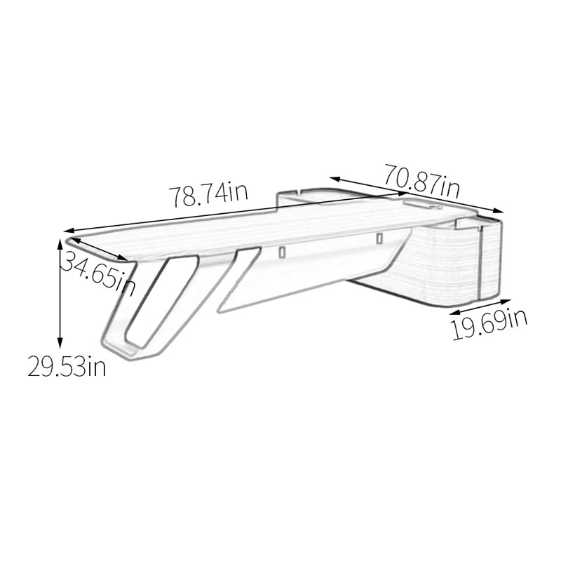 Bureau Elegant, H 29,53 po x l 78,74 po x P 70,87 po